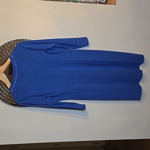 Misook Textural V-Neck Knit Midi Dress In Starry Midnight Blue NWOT - Picture 5 of 13